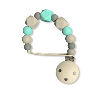 Pacifier Silicon Clip Green/Grey