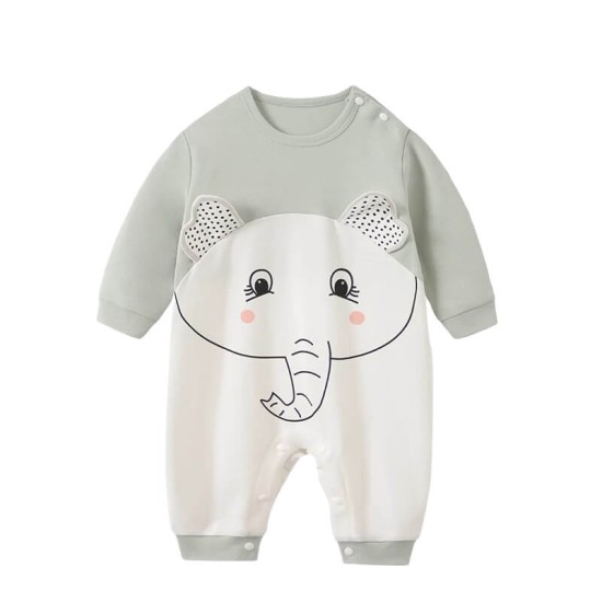 Baby Jumpsuit 3D Happy Elephant - Mint Baby Jumpsuit 3D Happy Elephant - Mint