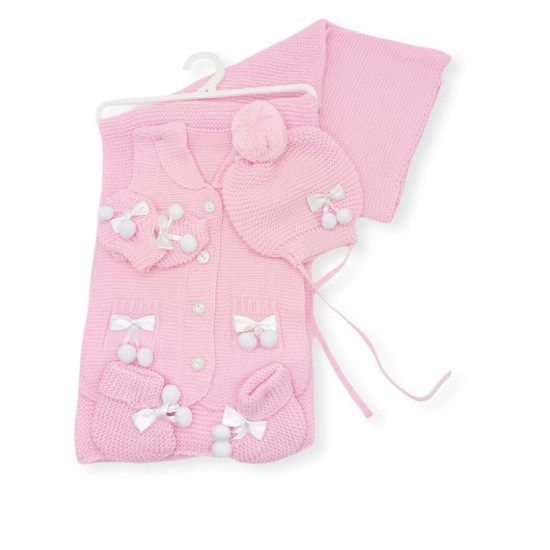 Baby Set - Blanket-Jacket-Beannie-Gloves-Socks - Pink