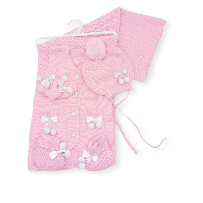 Baby Set - Blanket-Jacket-Beannie-Gloves-Socks - Pink