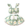 Baby Girl Daisy Floral Crop Top Bow Skirt - Green