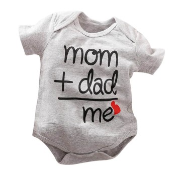 Baby Jumpsuit Mom & Dad Short Sleece - Grey