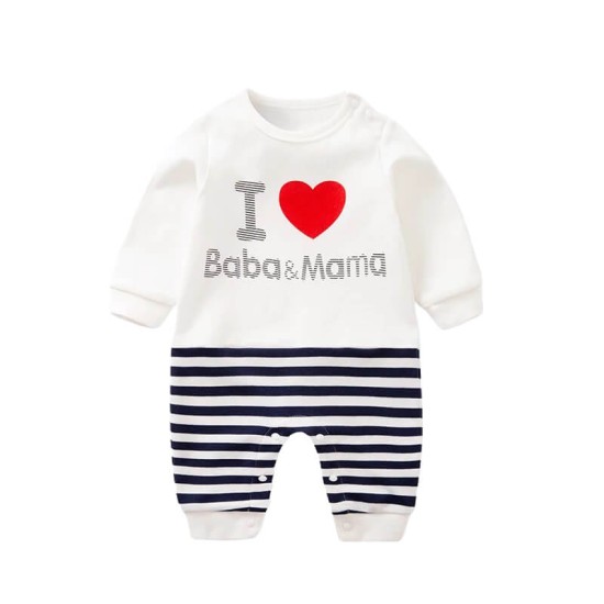 Baby Jumpsuit Baba/Mama - White Baby Jumpsuit Baba/Mama - White