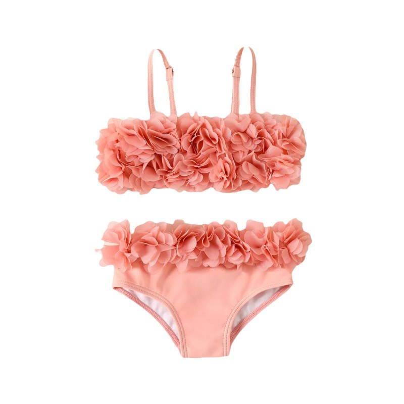 Baby Bikini Set Flower Pom Pom - Pink