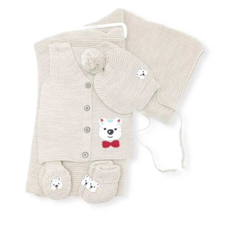 Baby Set - Blanket-Jacket-Beannie-Gloves-Socks - L.Grey