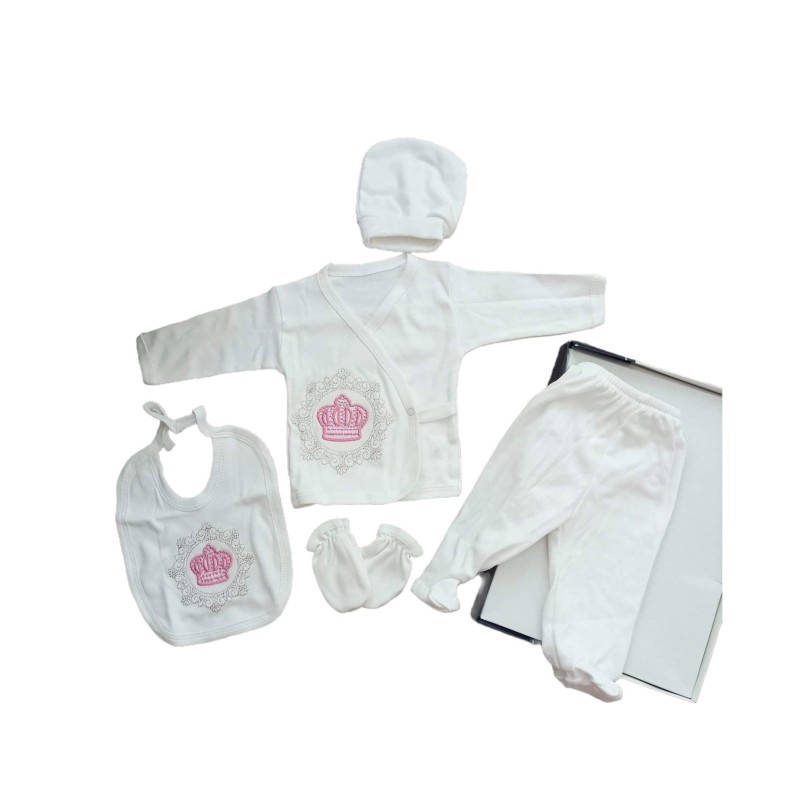 Newborn Baby Girl Set Princess 5 Pcs - White