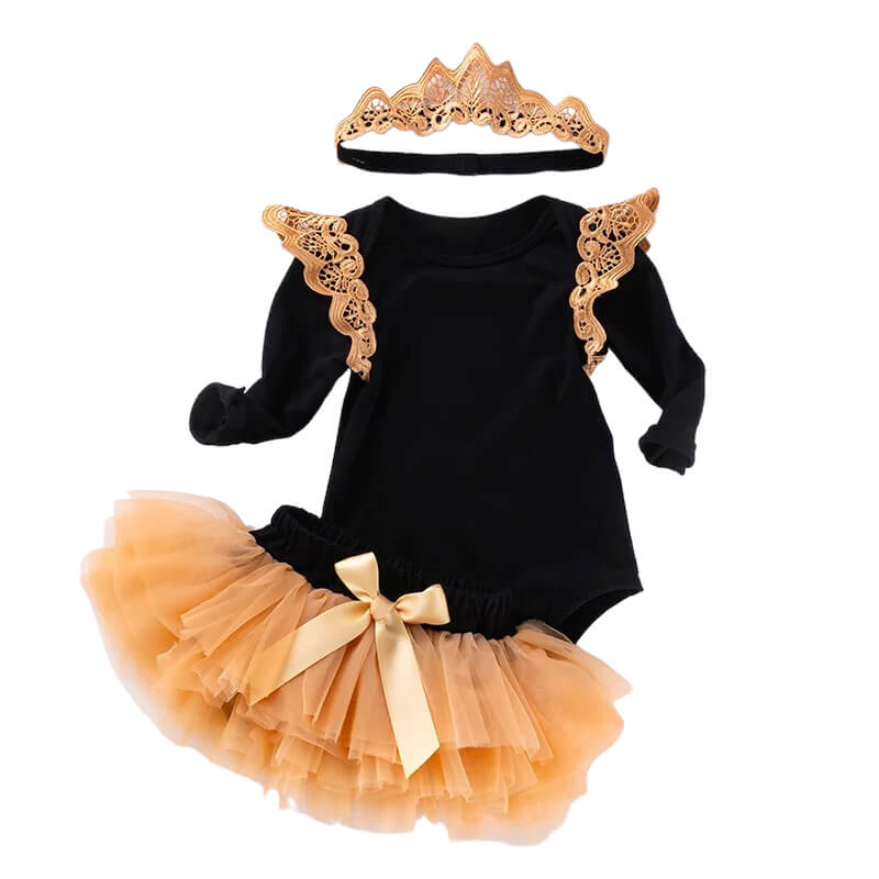 Baby Girl Princess Tutu Set - Gold