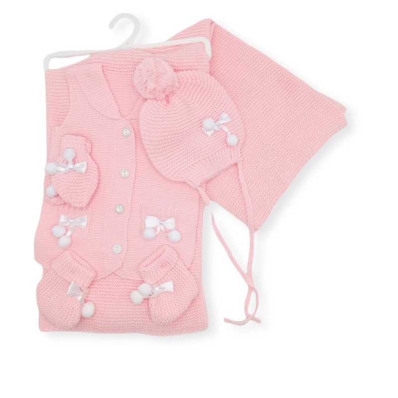 Baby Set - Blanket-Jacket-Beannie-Gloves-Socks - L.Pink
