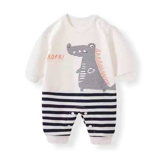 Baby Jumpsuit Little Dino - White Baby Jumpsuit Little Dino - White