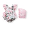 Baby Sleeveless Lace Floral Ruffle Jumpsuit - Pink