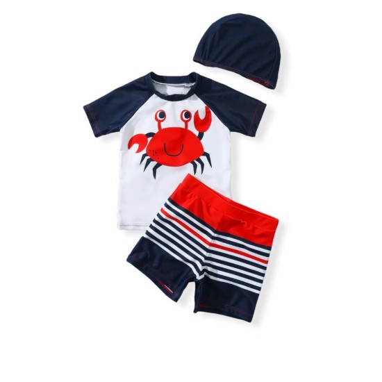 Boy Swimsuit Set Crab - White/Blue Boy Swimsuit Set Crab - White/Blue