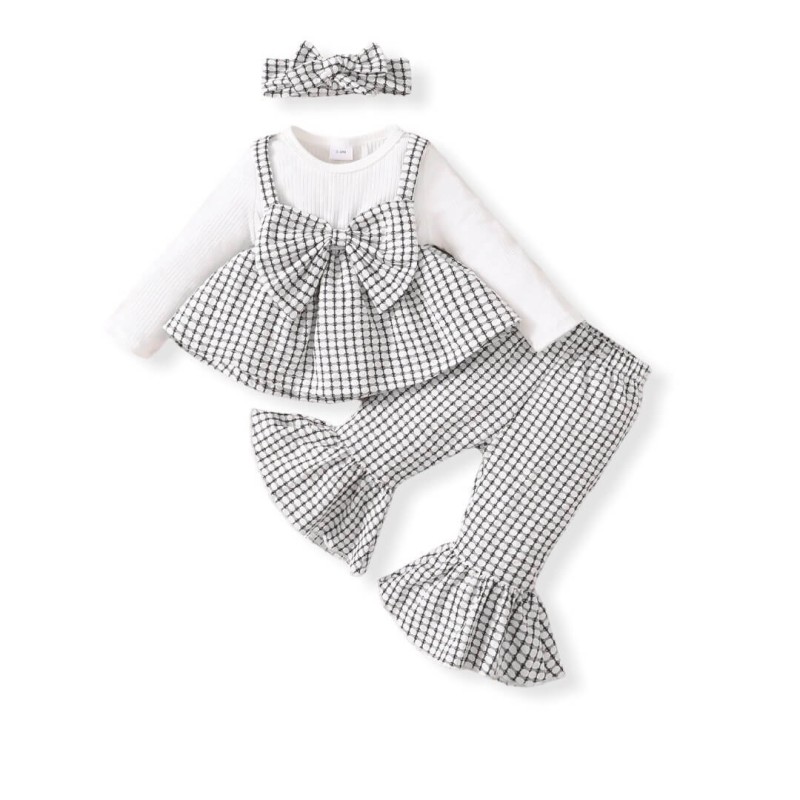 Baby Flare Pant & Top Set - Black & White