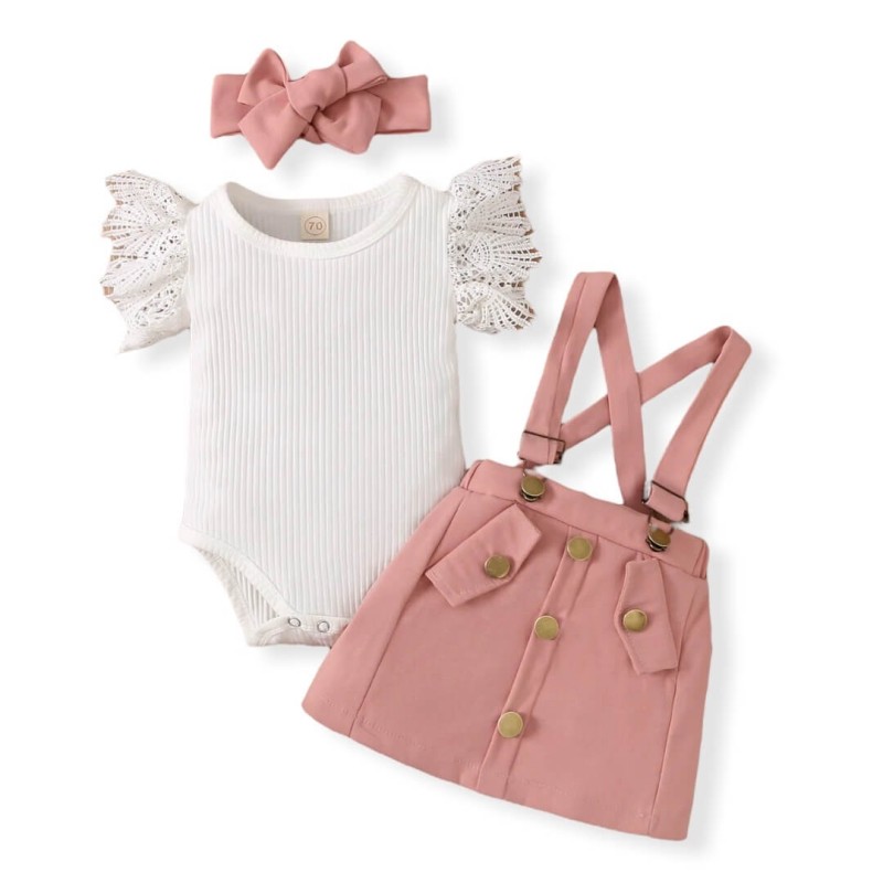 Baby Flutter Set Lace - Pink