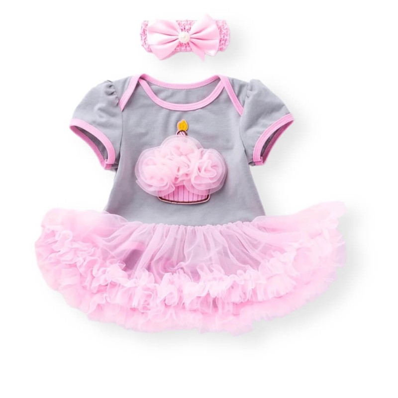 Baby Dress Ice Cream - Grey/Pink