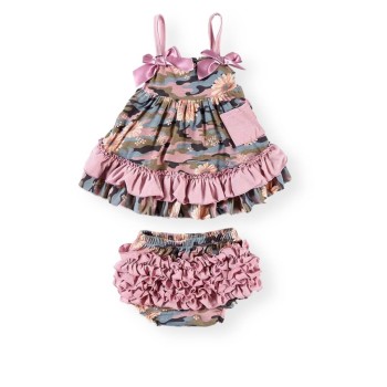 Baby Girl Ruffled Militaire Set - Pink