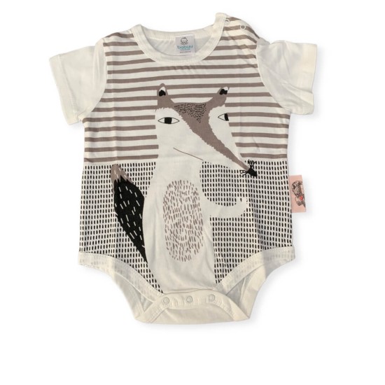 Baby Unisex Jumpsuit Fox - White Baby Unisex Jumpsuit Fox - White