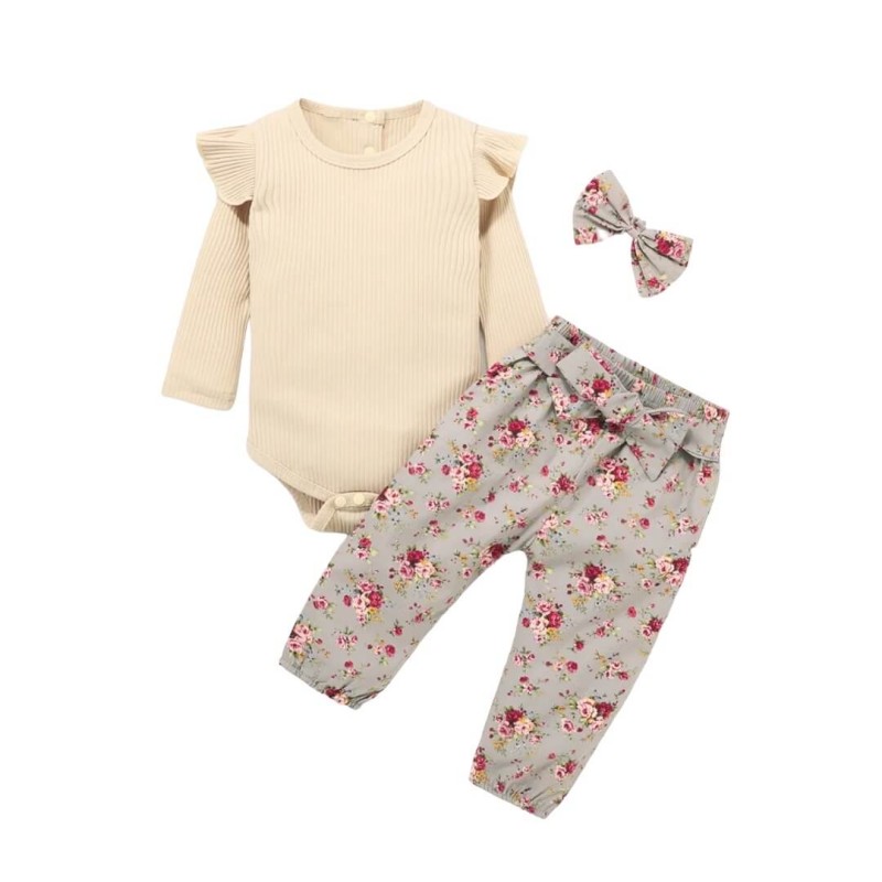 Βρεφικό Floral Σετ - Khaki