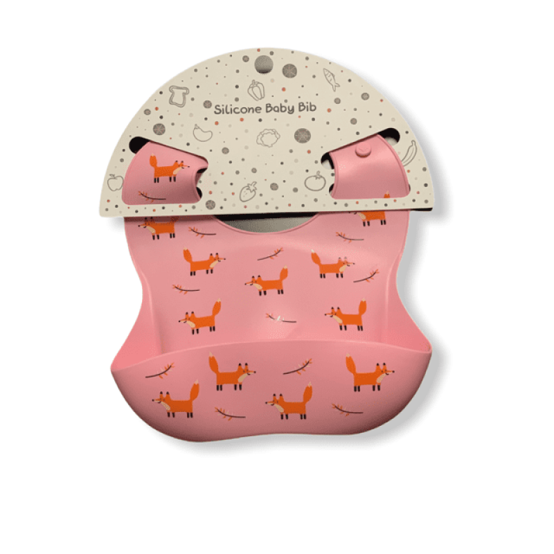 Silicon Baby Bib - Fox Pink