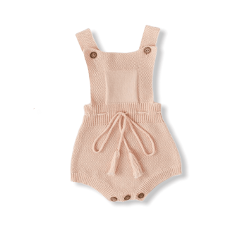 Strapped Knitted Sleeveless Bodysuit - Pink