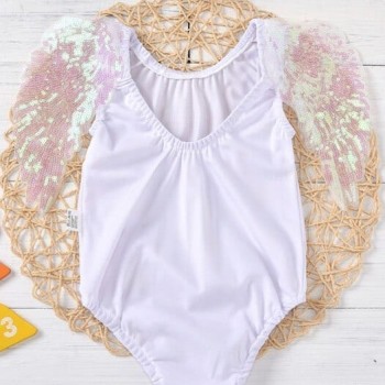 Summer Toddler Girl Swimsuit One Piece Angel Wings - White