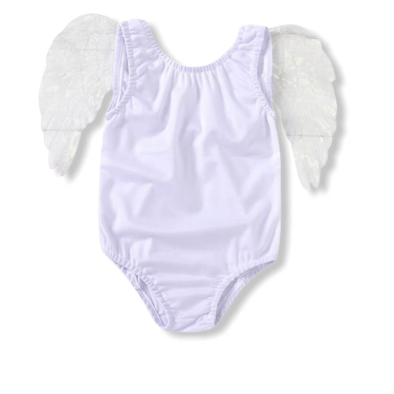 Summer Toddler Girl Swimsuit One Piece Angel Wings - White