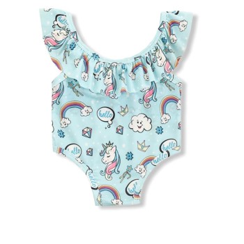 Swimsuit One Piece Unicorn Rainbow - L.Blue