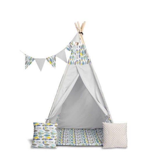 TeePee Tent - Feathers -Colorful