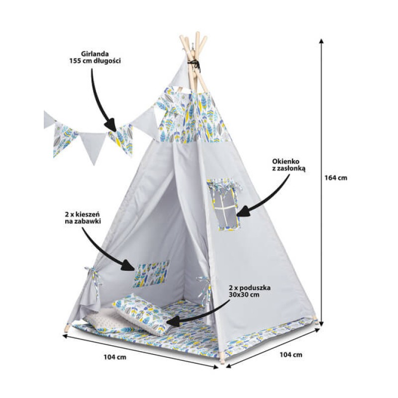 TeePee Tent - Feathers -Colorful