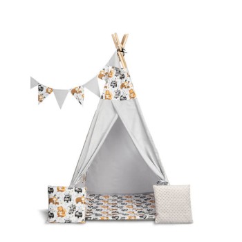 TeePee Tent - Raccoons -  Grey