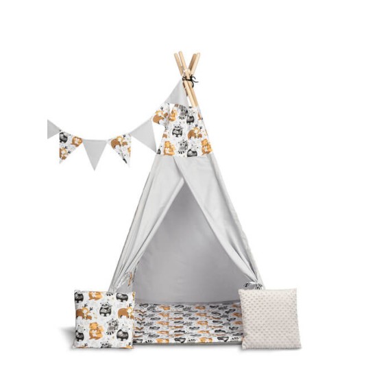 TeePee Tent - Raccoons - Grey TeePee Tent - Raccoons - Grey
