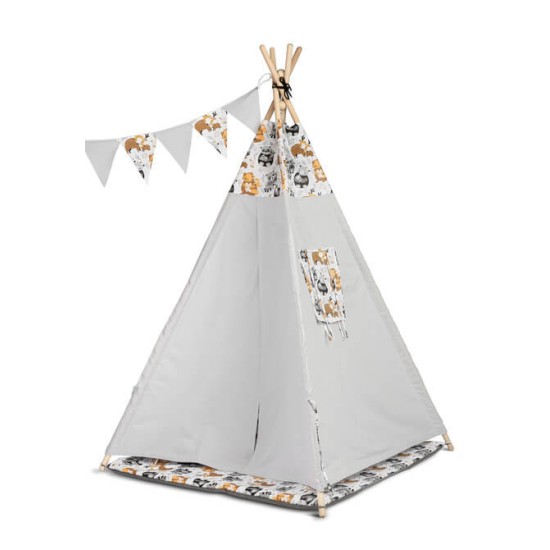 TeePee Tent - Raccoons - Grey TeePee Tent - Raccoons - Grey