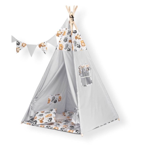 TeePee Tent - Raccoons - Grey TeePee Tent - Raccoons - Grey