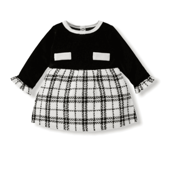 Tweed Knit Baby Dress - Black & White