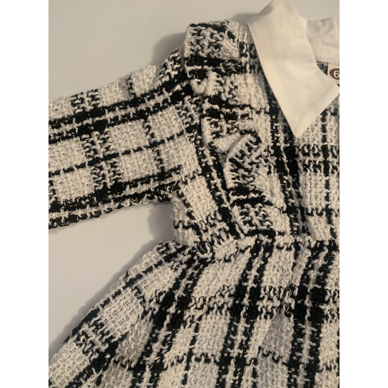 Tweed Knit Baby Dress - Black/White