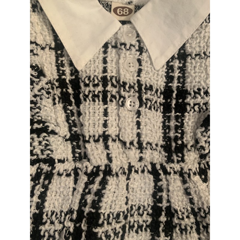 Tweed Knit Baby Dress - Black/White