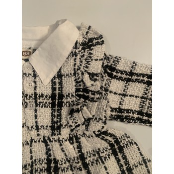 Tweed Knit Baby Dress - Black/White