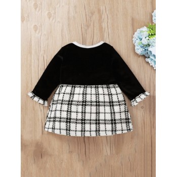 Tweed Knit Baby Dress - Black & White