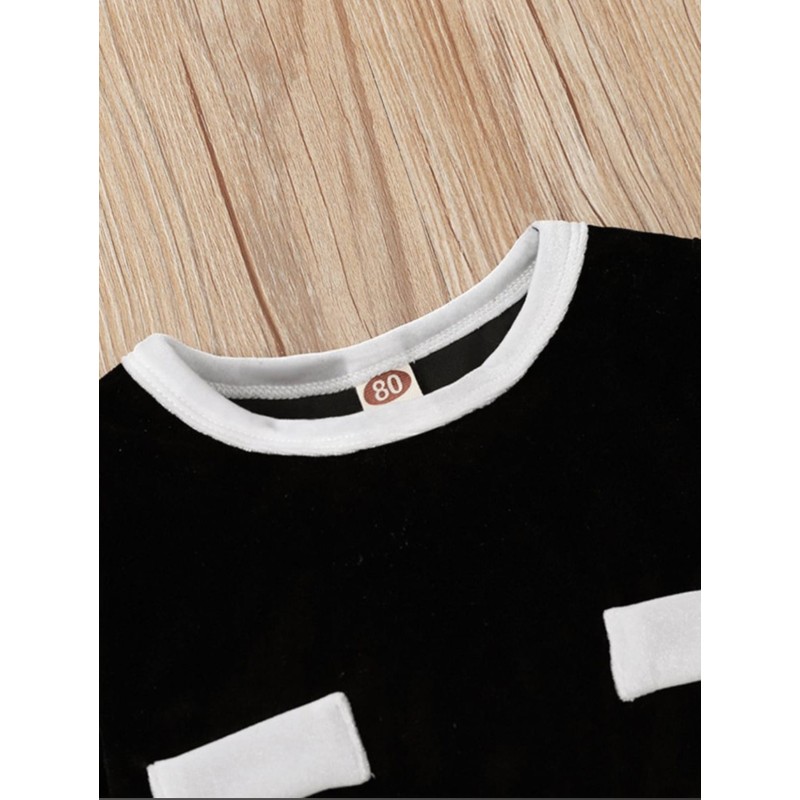 Tweed Knit Baby Dress - Black & White