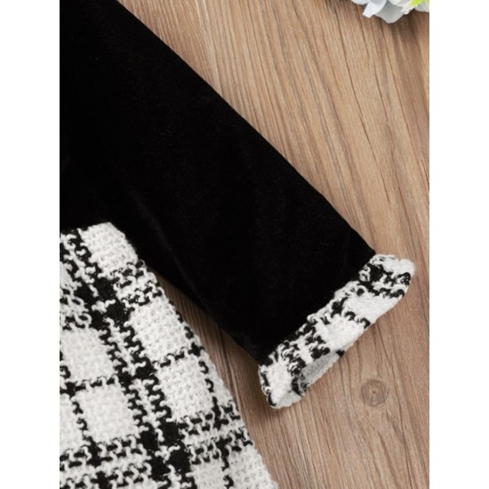 Tweed Knit Baby Dress - Black & White