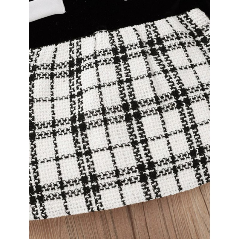 Tweed Knit Baby Dress - Black & White