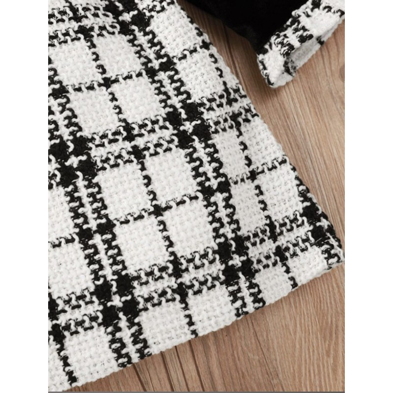Tweed Knit Baby Dress - Black & White