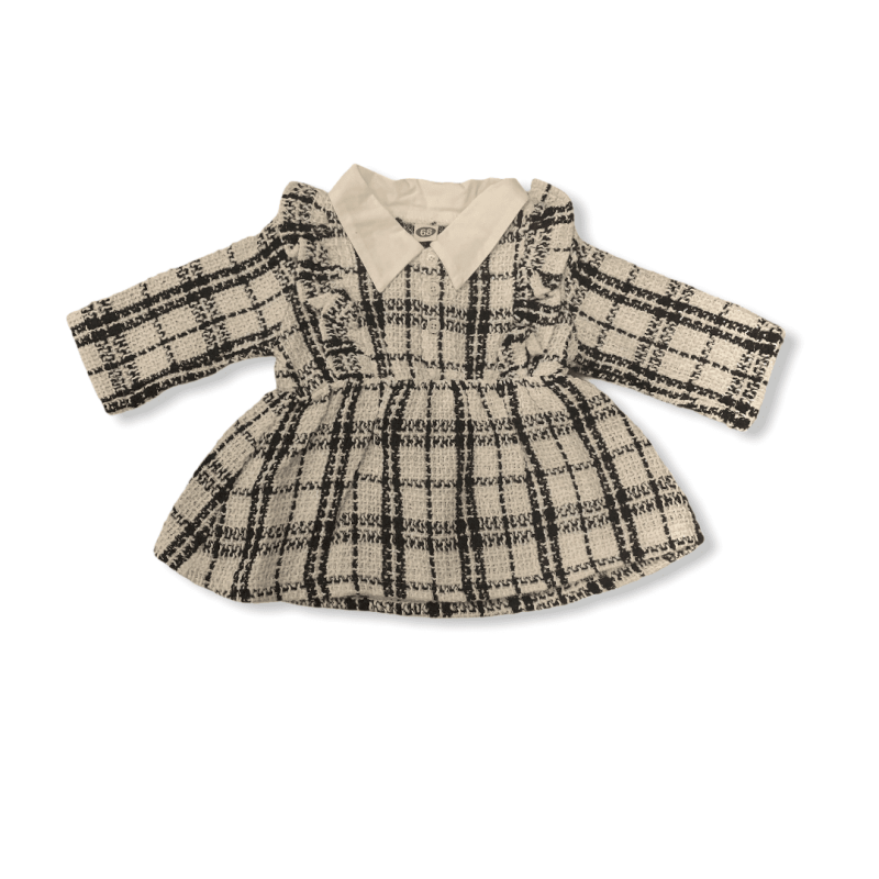 Tweed Knit Baby Dress - Black/White