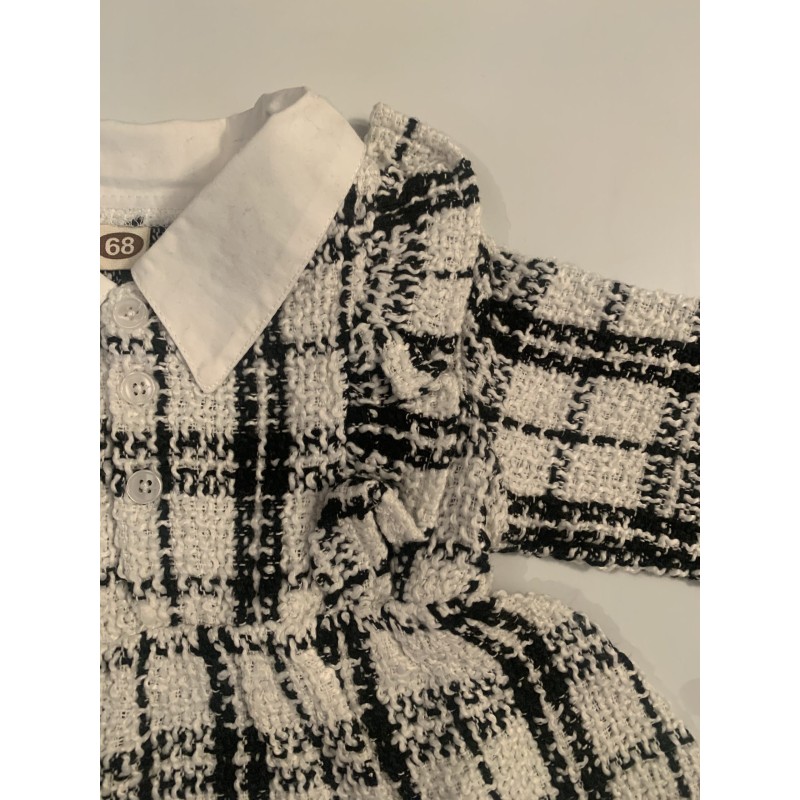 Tweed Knit Baby Dress - Black/White