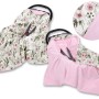 Double-sided car seat blanket for babies - peony flower pink