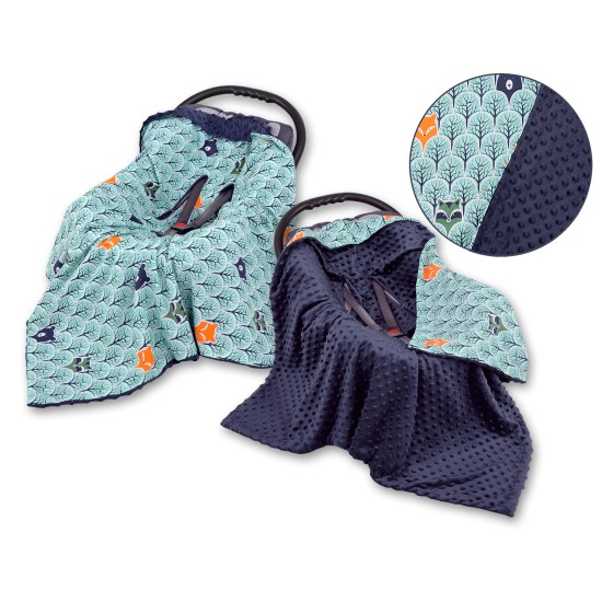 Double-sided car seat blanket for babies - mint forest