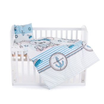 Beding set 5 pc. /Sheet, pillow case, pillow, duvet and duvet cover/ blue mouse