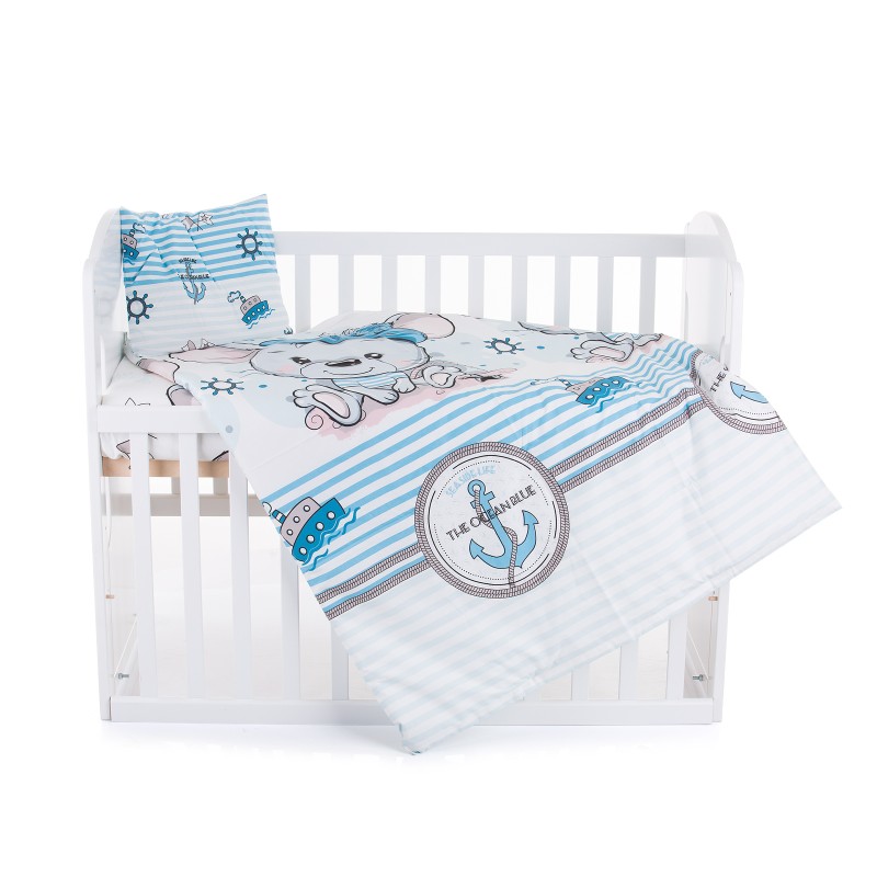 Beding set 5 pc. /Sheet, pillow case, pillow, duvet and duvet cover/ blue mouse