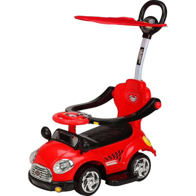 Ride on car with handle and canopy Super Car red