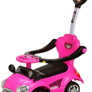 Ride on car with handle and canopy Super Car pink