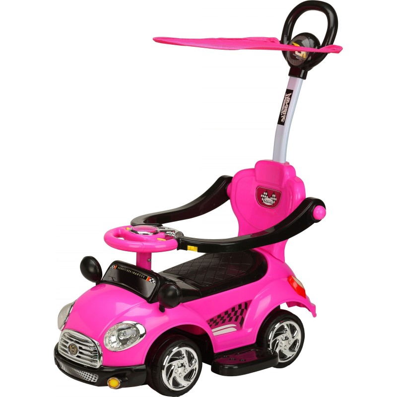 Ride on car with handle and canopy Super Car pink